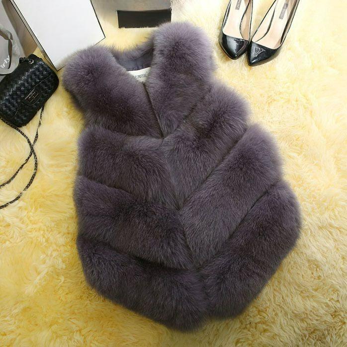 Fur Vest Short Imitation Fox Fur Vest V-neck Slim Stitching Fur Vest Women's Clothing