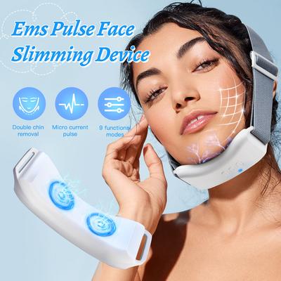 Ems Puls Gesichtsschlankheitsgerät, Doppelkinnentferner, Gesicht V-Form Schlankheitskur, Lifting Vibration Heiße Kompresse Gesichtspflege Massagegerät