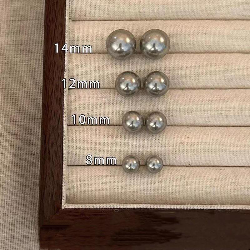 Shijia Graue Perle Runde Ohrringe: Retro Französisches Design, Eleganter Allround-Schmuck für Frauen