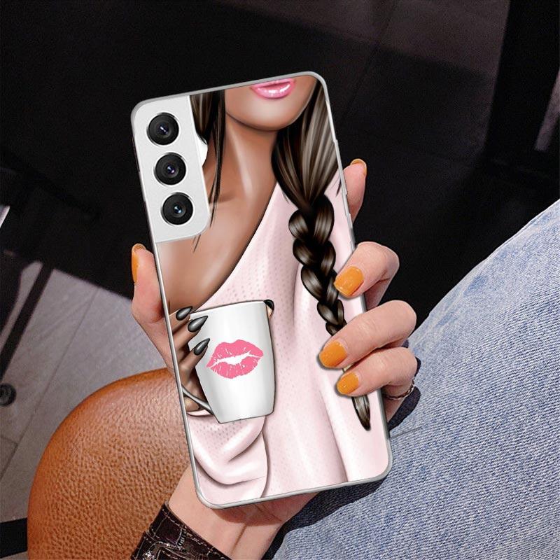 Girl Boss Female Coffee Phone Case For Samsung Galaxy S24 S25 Edge S26 Ultra S23 S22 S21 Plus S20 FE + Personalized Print Cover