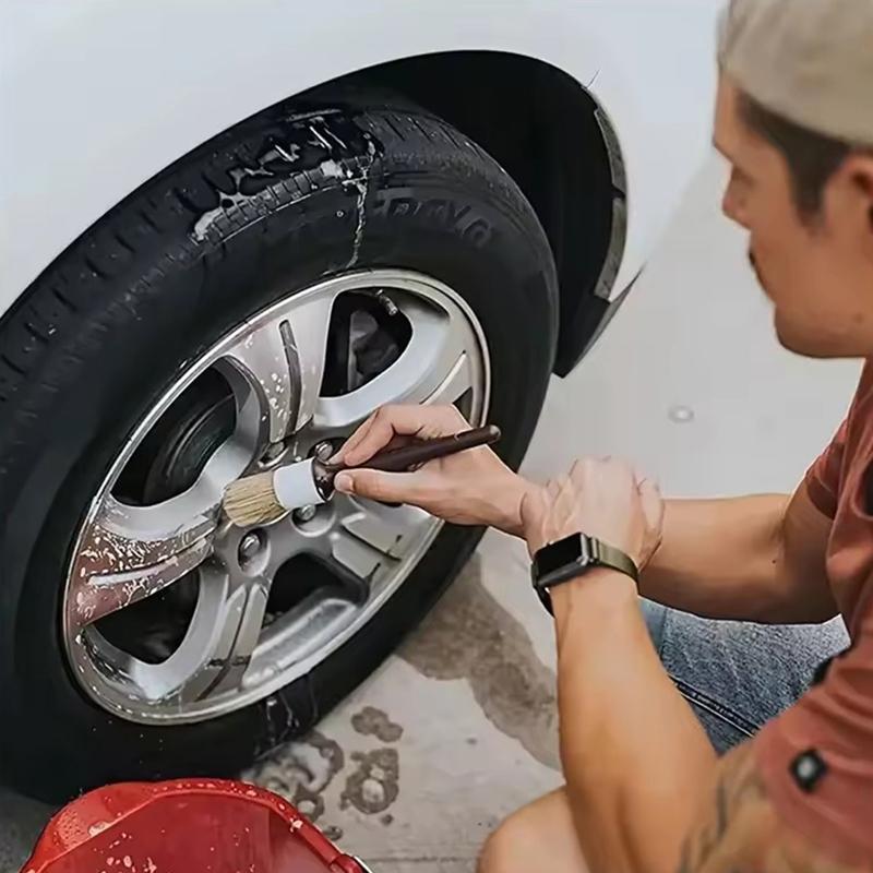 3 יחידות מברשות פרטים חיצוניות ופנימיות לרכב, מברשות עם זיפים משיער חזיר לניקוי רכב, כלי פירוט אוטומטי, מברשת ניקוי ללוח מחוונים