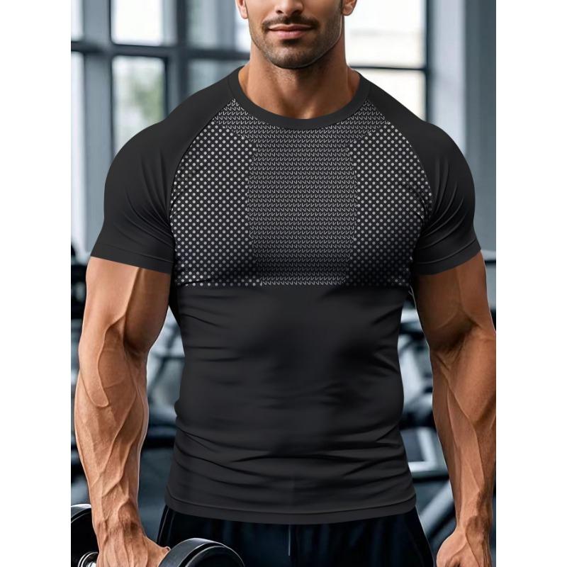 Gym Sports Men's Short Sleeve T-shirt Elastic Fitness Speed Drying Muscle Sleeve Insert Shoulder T-shirt