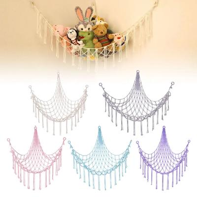 1Pc Toy Hammocks Wall Corner Hanging Storage Net Organizer Woven Kids Stuffed Mesh Hammock Baby Animal Rope Hammock Bag Cotton