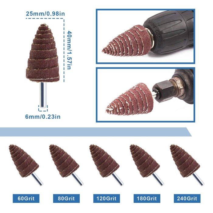 Ebavureur - THE LORD OF THE TOOLS - Oxyde d'aluminium - 1/4" tige hexagonale - Meulage léger