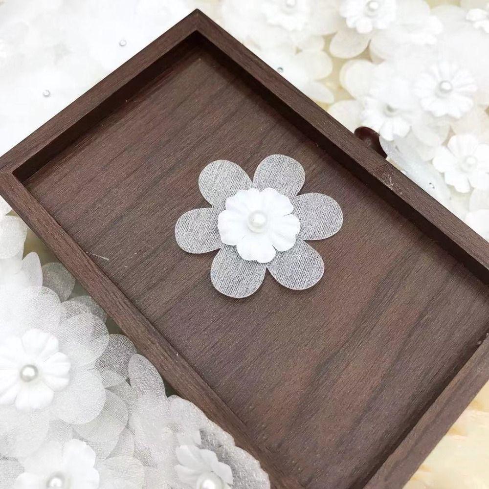 30PCS Handmade Organza Flowers Applique Pearls Clothes Patches  for Clothes Bag Hair Clips