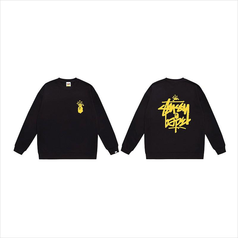 Unisex lässiger übergroßer Rundhals-Pullover mit Schriftzug-Print leichter Baumwoll-Hoodie
