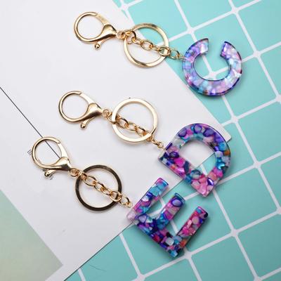 Rhinestone Decor Exquisite Workmanship Translucent Hollowed-Out English Alphabet Keyring Women