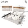Double Bed with 4 Drawers & USB C Socket, Upholstered Bed 140x200cm, Height-Adjustable Headboard, Wooden Slatted Frame (With Mattress)
