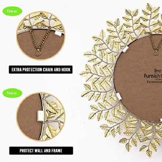 Rostfreier & Wetterfester Wandspiegel - Idealer Spiegel für Wohnzimmer, Badezimmer, Schlafzimmer, Foyer | Eingangsbereich, Waschbeckenbereich - Gold 1 Stück