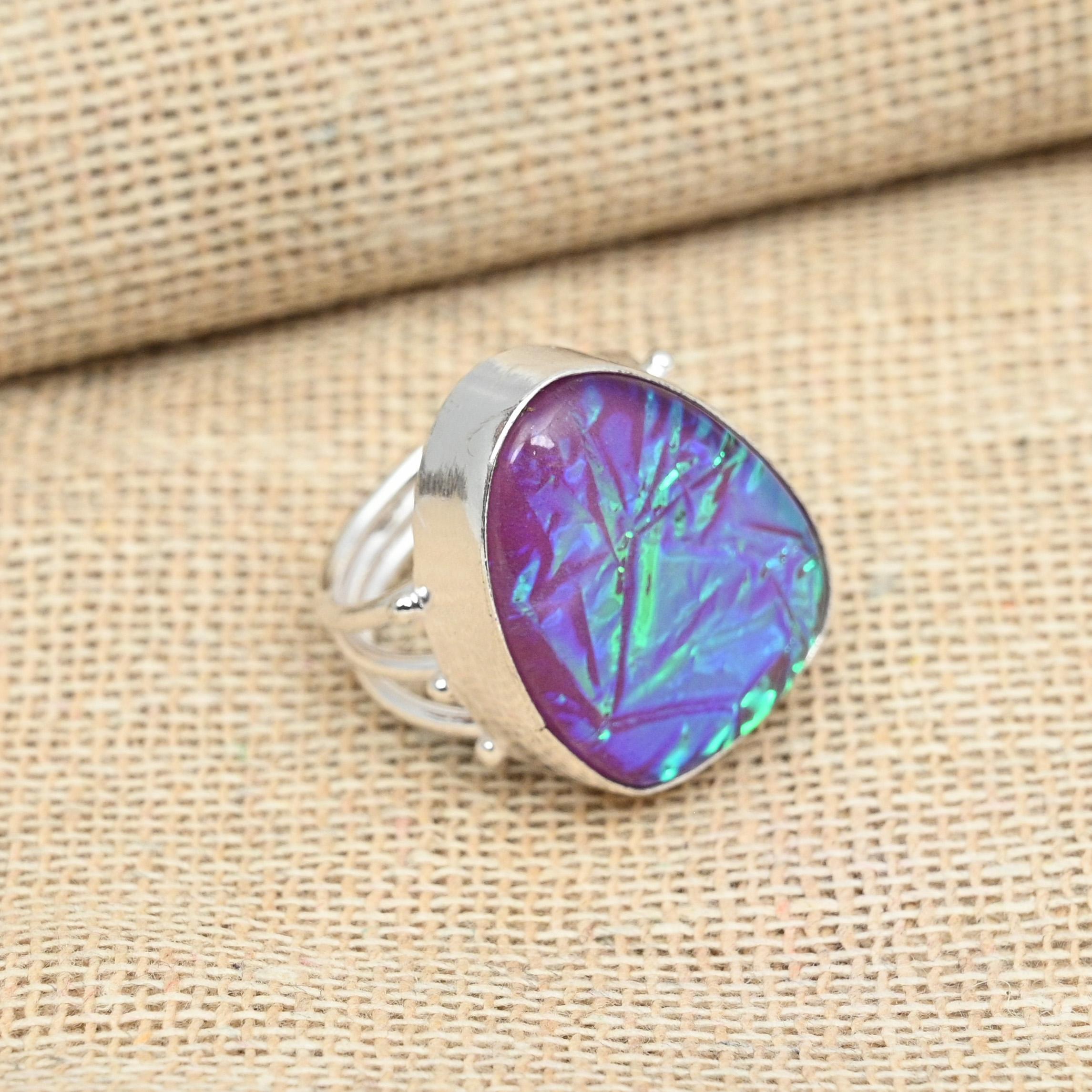 

Ювелирное кольцо ручной работы с синим тройным опалом, драгоценный камень 925 пробы, ювелирное изделие из стерлингового серебра 12 синий