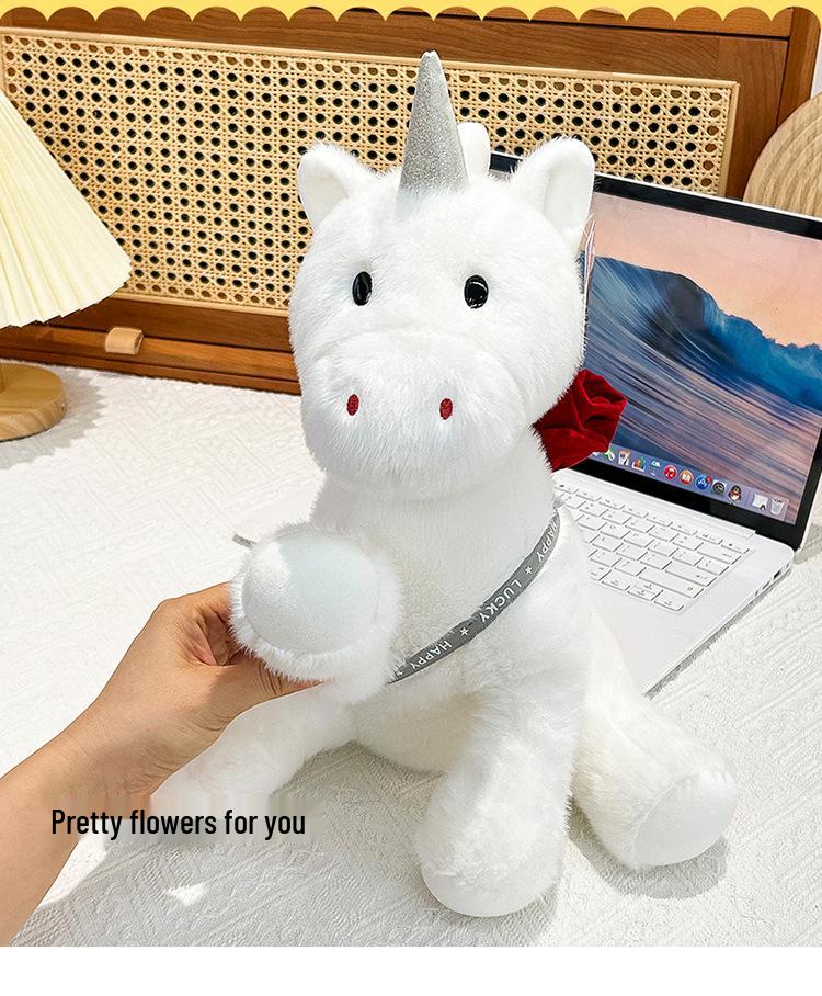 Cross-border Rose Unicorn Plush Toy - Cute Simulation Doll Gift for Girls