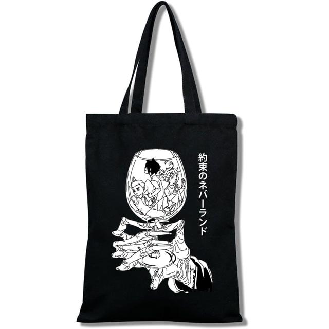 Fashion Anime The Promised Neverland  Men Women Reusable Shopping Bag Cartoon Print Eco-Friendly Canvas Tote Bag