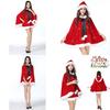 Stunning Women Christmas Red Velvet Santa Claus Cloak Cape Hooded Xmas Cosplay Costume