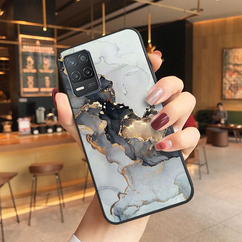 Blaue Marmor-Telefonhülle für OPPO Realme 8 7 6 5 C3 C21 C20 C21Y C11 X50 X3 SuperZoom F19 A94 A74 A91 A53S A54 A15 A11