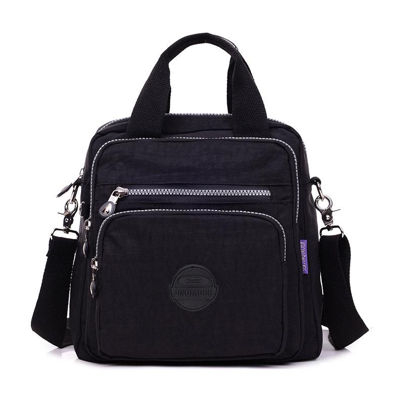Women s Double Backpack Japanese Multi Functional Mommy Bag Anti Splash Nylon Handheld Backpack чёрный