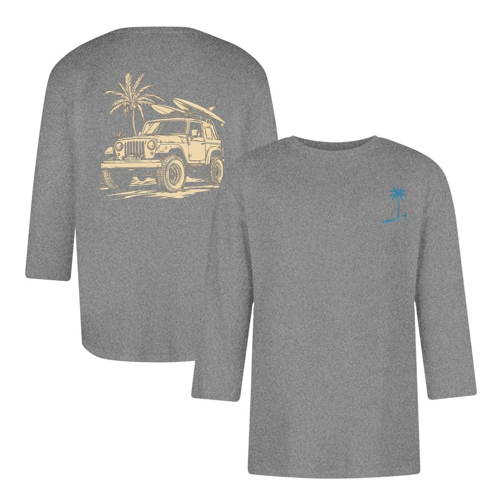 Men's Casual And Fashionable Printed Collar Three-quarter Sleeve Top T-shirt