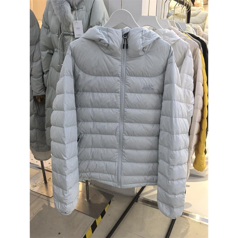 

Ribs light down jacket women s short autumn and winter new loose hooded bread jacket men s white duck down jacket L (130-75kg wearable) светло-синий