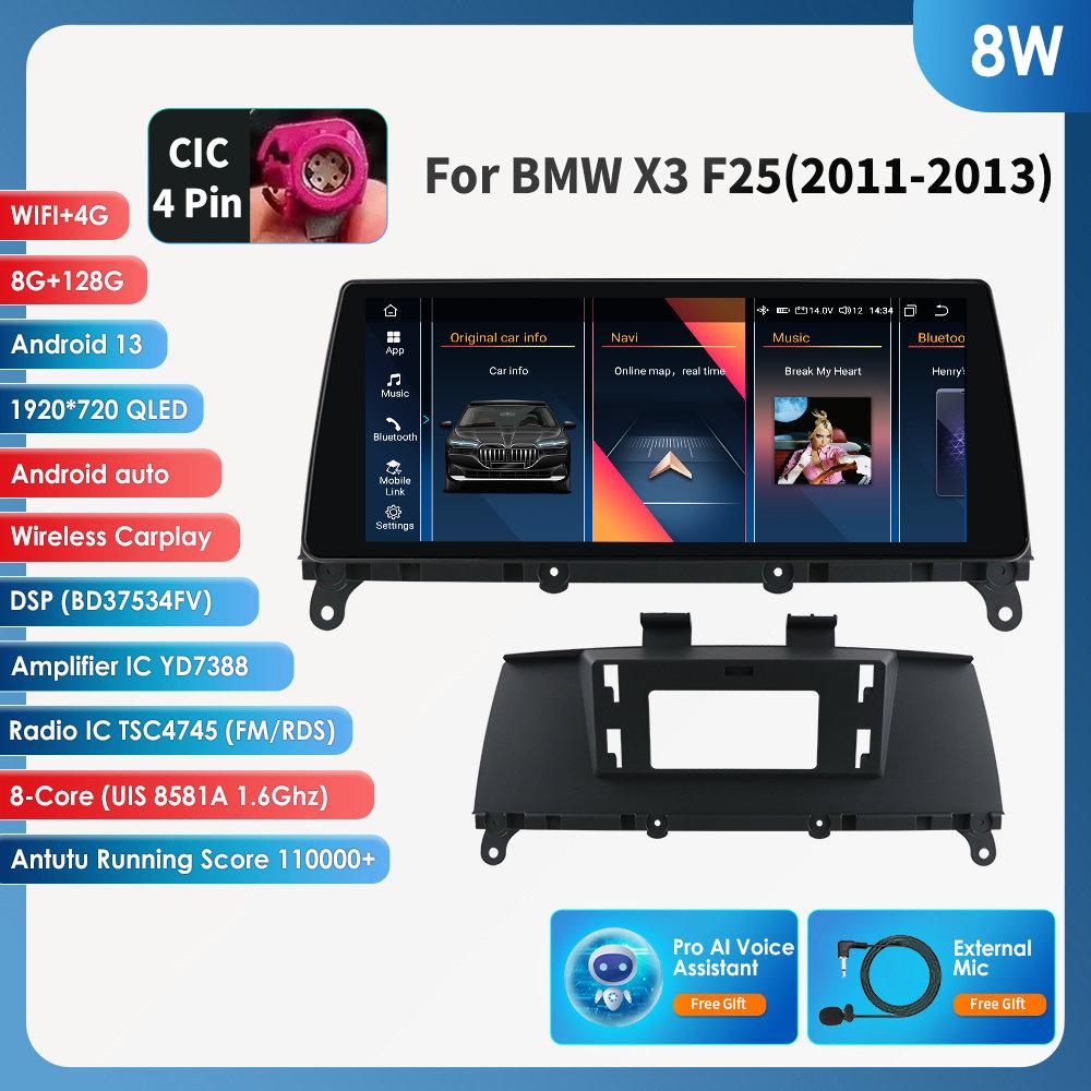 OSSURET Android Bilradio Spiller for BMW X3 F25 F26 X4 CIC NBT Android Auto Radio Carplay Multimedia Video GPS WIFI Autoradio Intelligent Skjerm RDS