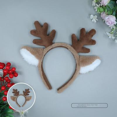Weiches Weihnachtskopfband Flauschiges Kunstfell-Haarband Rentierohr-Haarreif Party-Kopfschmuck Lolita Geweih-Horn-Haarband Haaraccessoires