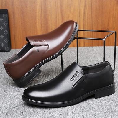 Old Man Head Men's Cowhide Soft-soled Business Casual Shoes British Foot Set Middle-aged and Elderly Father Shoes Old Man Shoes