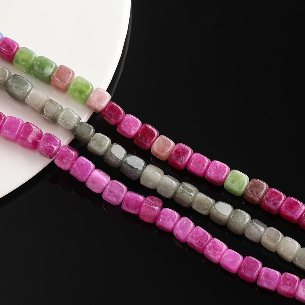 1 Strand Natural Stone Agate Beads 7.5 x 7.5mm Cube Spacer Loose Bead for Jewelry Making DIY Bracelet Necklace Accessories