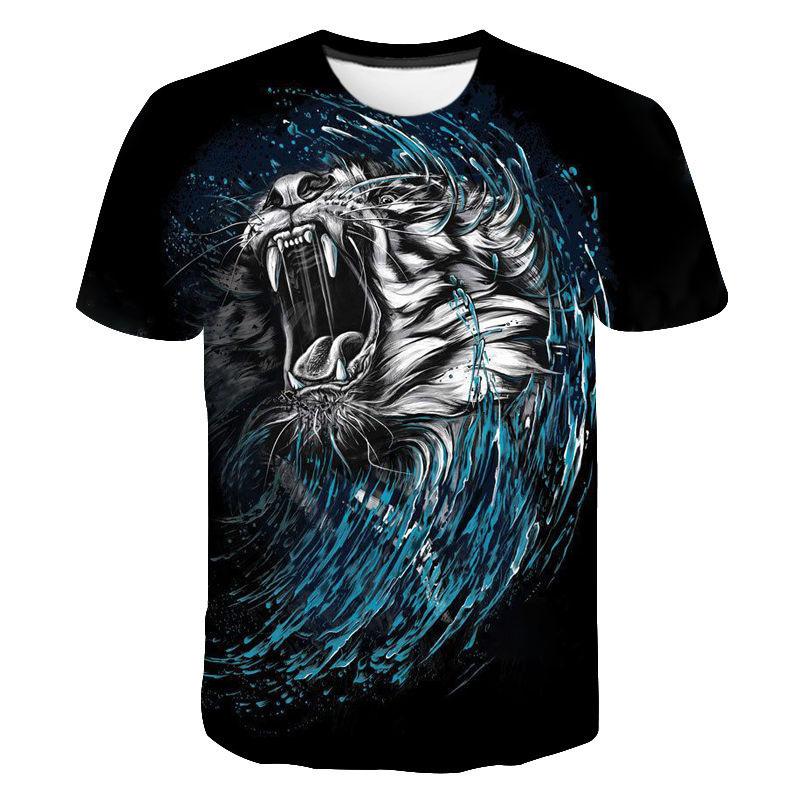 

Летний топ с круглым вырезом и 3D-принтом головы животного, модная повседневная мужская футболка с коротким рукавом XS