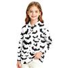 Girls' Long Sleeve Halloween Print School Uniform Blouse for Casual and Formal Wear