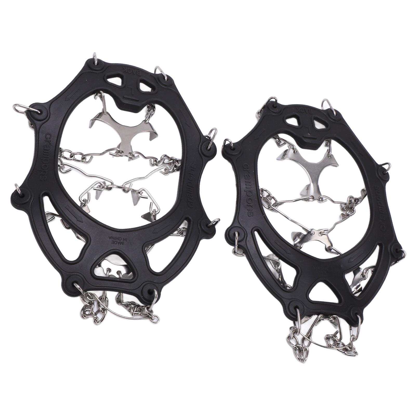 2 Pcs Outdoor 12 Tooth Mountaineering Crampons Stainless Steel Crampons Snow Anti Slip Shoe Covers Black
