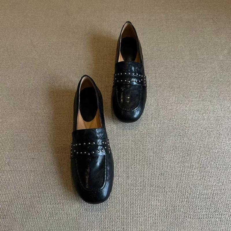 Sheepskin Version~ White Women's Small Leather Shoes, One-pedal Lazy Shoes, Genuine Leather Commuting Flat Shoes