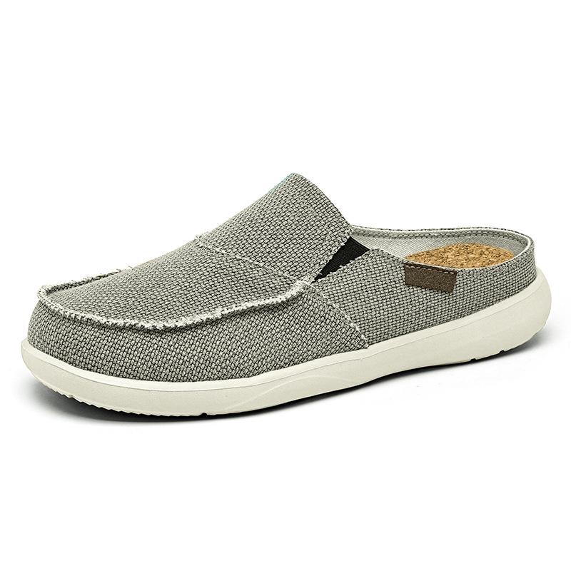 [Hot-selling] Men's Summer Half-drag Light and Breathable Slippers Wear Casual Large-size Canvas Shoes