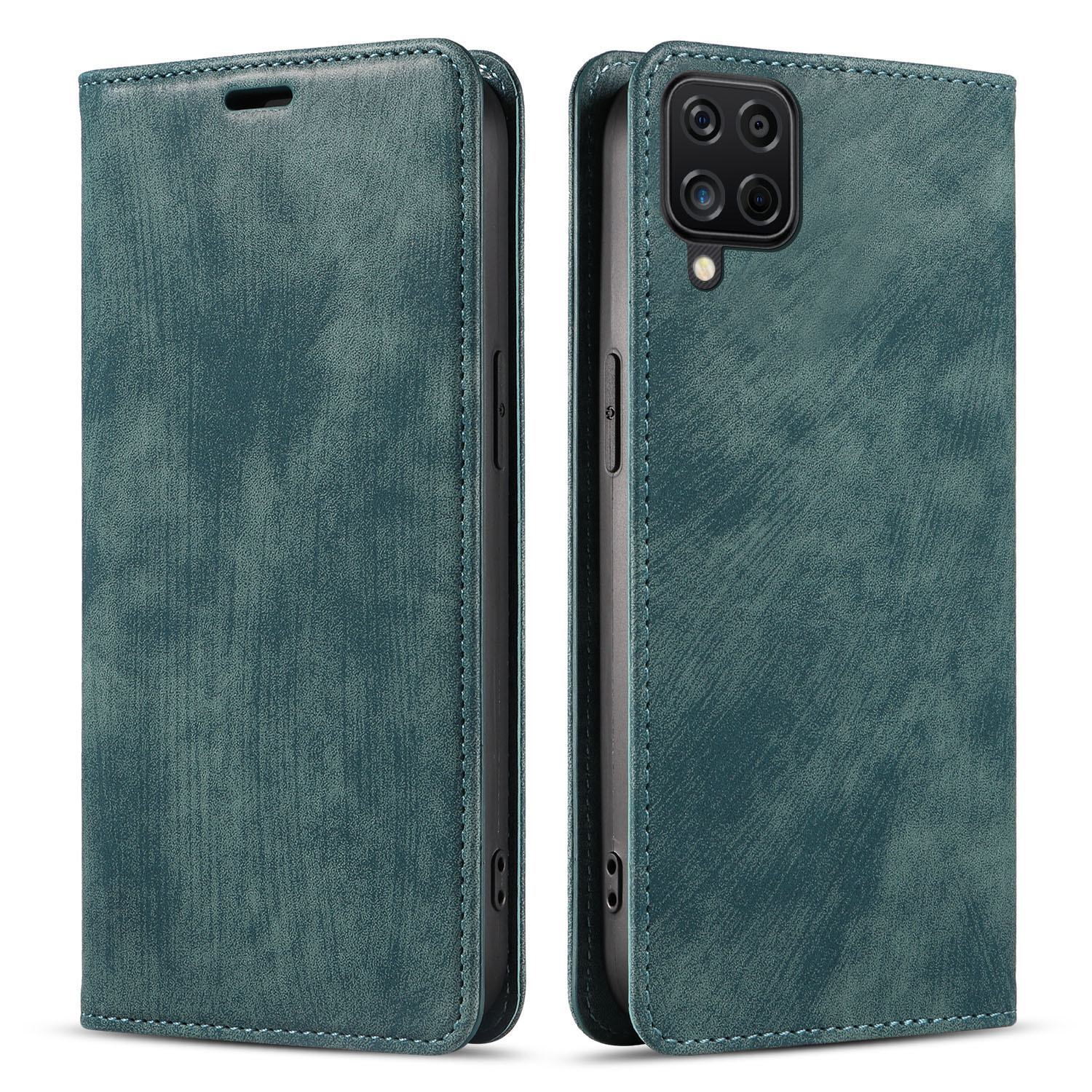 

Кожаный чехол для Samsung A12, A52, A32 5G, A21S, A23 - защитный чехол от падений и магнитной присоски. A12 озеро зеленый