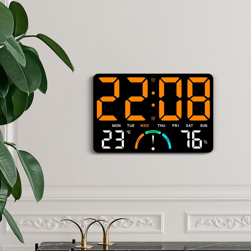 Digital Led Wall Clock With Temperature Calendar Alarm For Living Room Decor