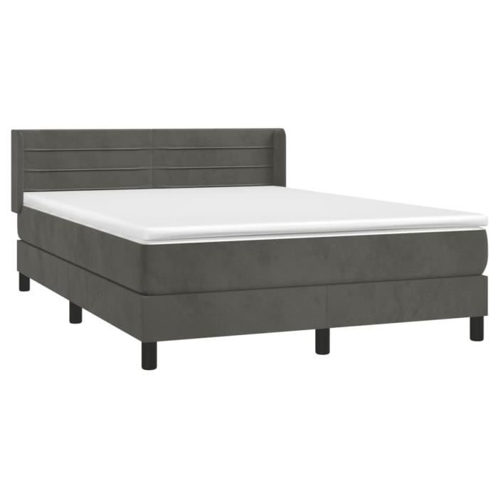 3131016 vidaXL Divan-lit Et Matelas Gris Foncé 140x190cm Velours