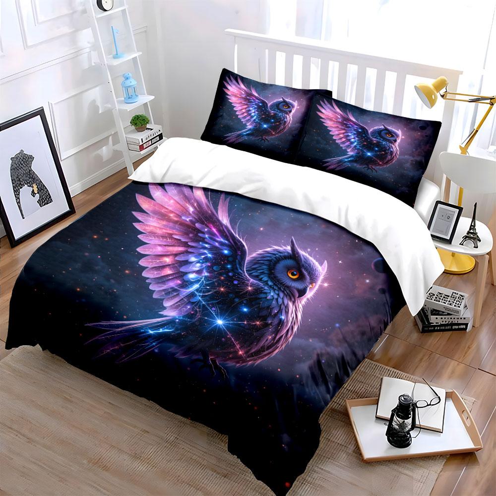 "Cosmic owl's shimmering flight" Bedding sets Duvet covers Pillowcases(1* Duvet Cover 2* Pillowcases without duvet insert)