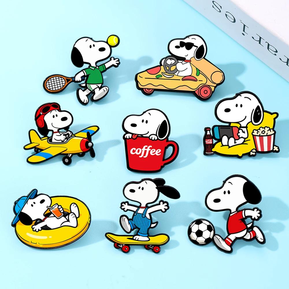 /8Pcs Cartoon White Puppy Dogs Enameled Brooches Cute Animal Lapel Pins Fashion Jewelry Accessories Set Gift For Friends