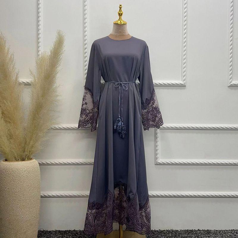 

Модное новое поступление однотонное лоскутное кружевное вышитое платье вечернее платье кружевное вышитое платье Lotus root purple M