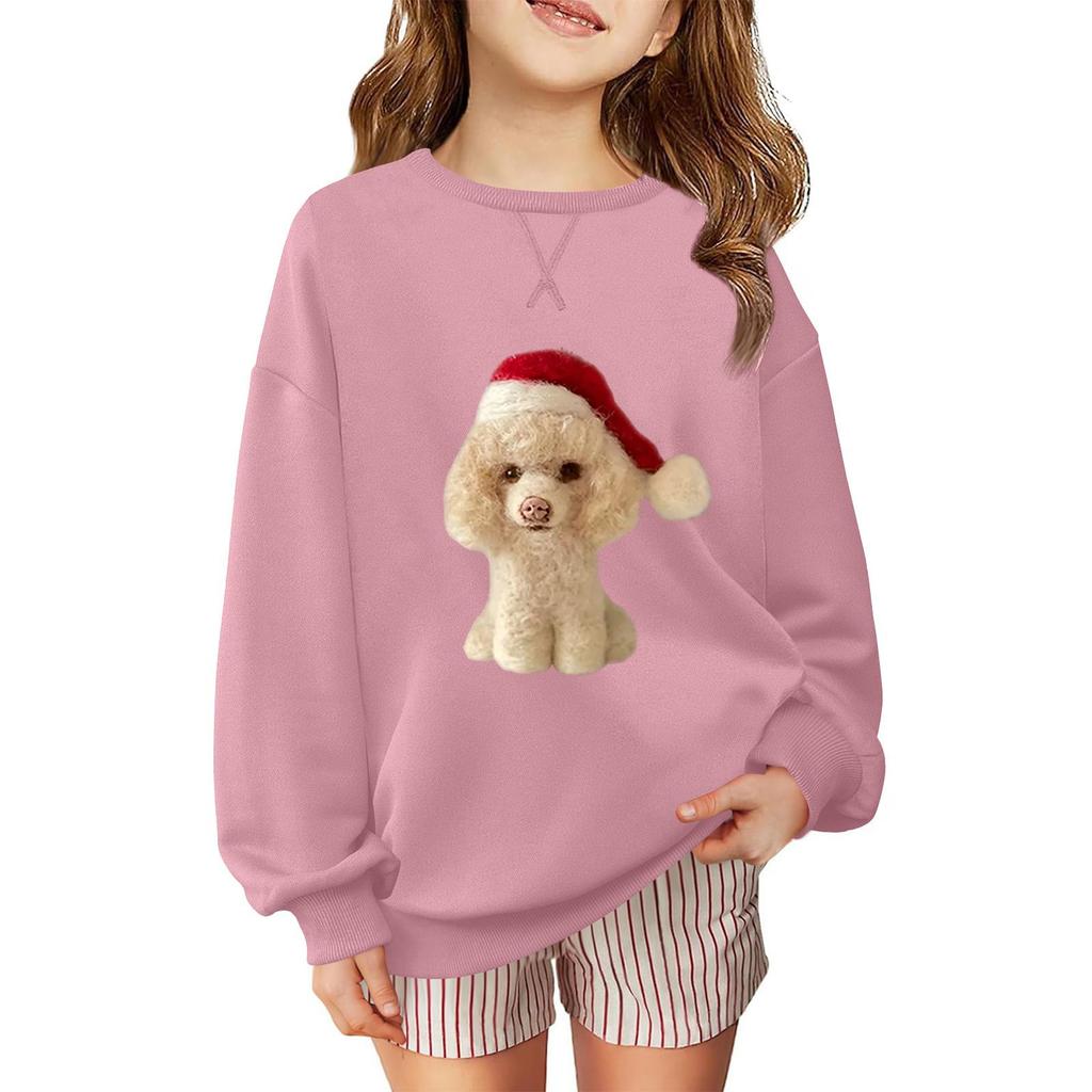Children's Fashionable Casual Long-sleeved Loose Christmas Print Pullover Sweatshirt