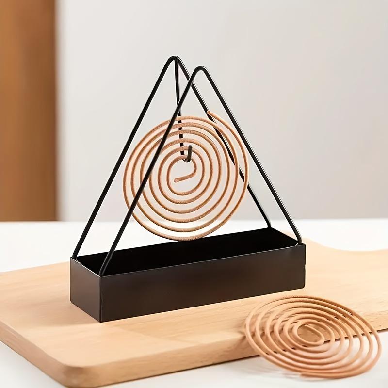 Stylish Elegant Simple Mosquito Coil Frame Triangle Iron Indoor and Outdoor Hanging Vertical Incense Burner Mosquito Tray