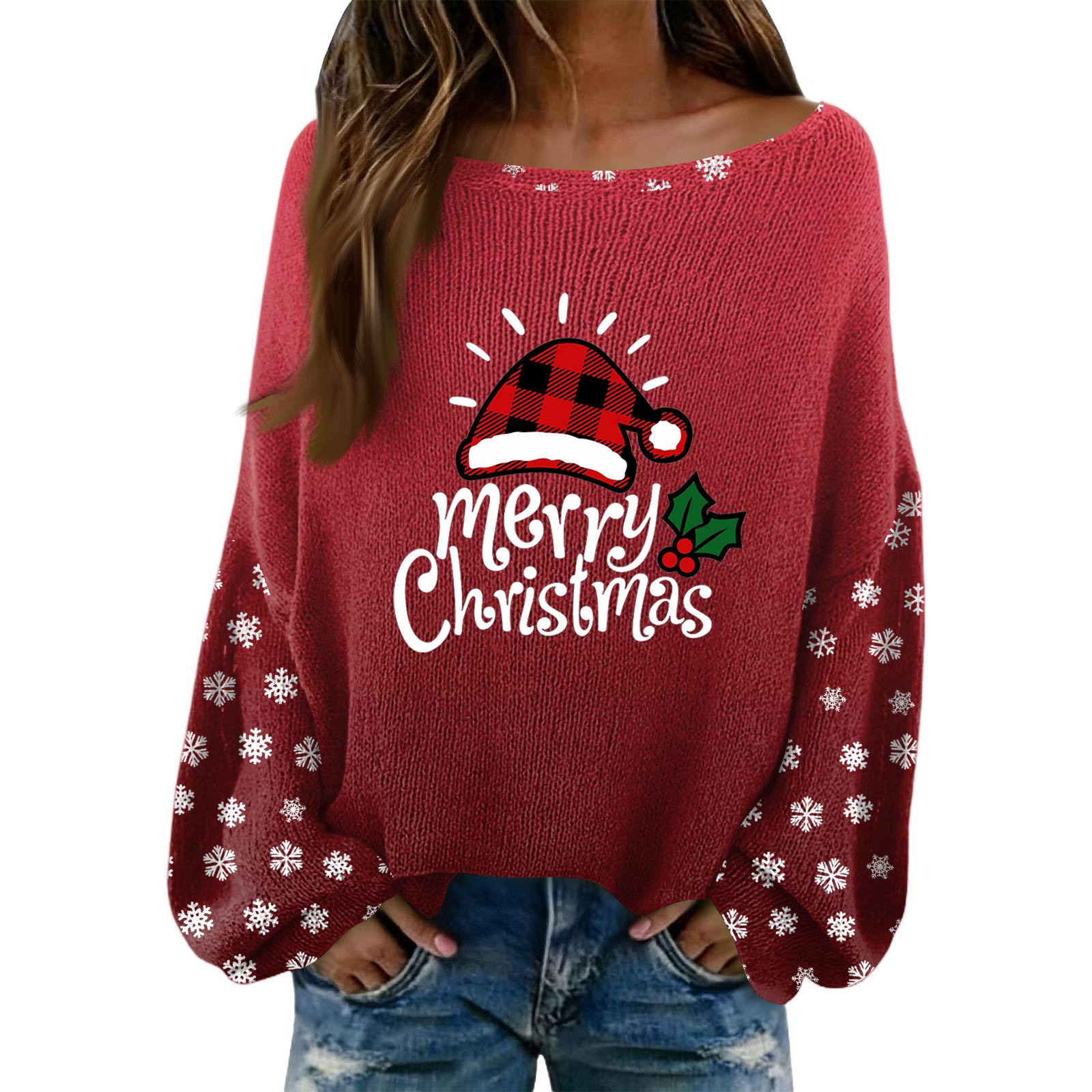 

Women s Fashion Long Sleeved Elegant Sweater Top XXL красный