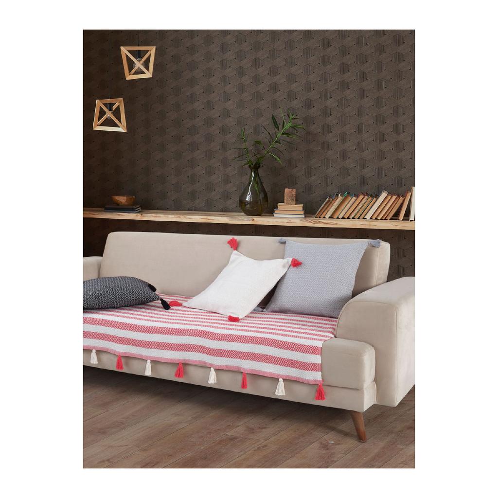 Liva Pompom Black Sofa Cover 115 X 200 Cm Sofa Divan Sofa Bed Armchair Cover Shawl With Tassels