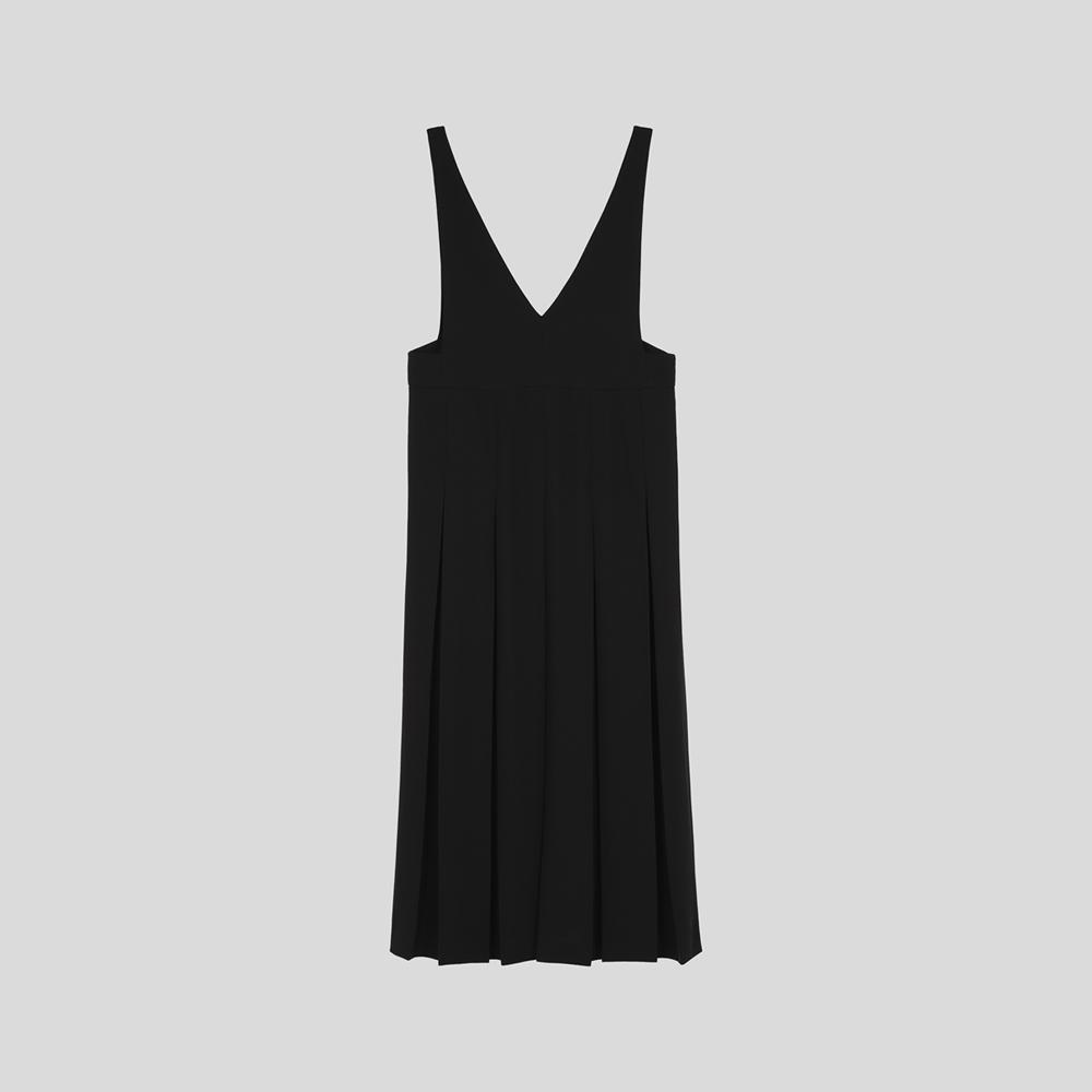 WOVEMENT Crepe Pleated Dress Black Wbcsop008Bk