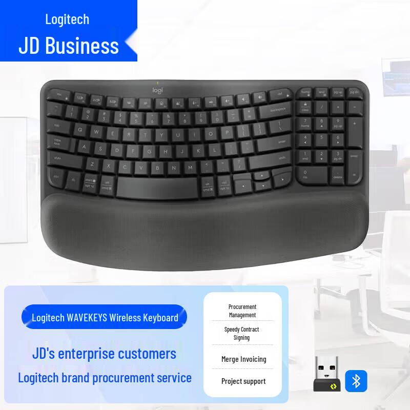 

Logitech WAVE KEYS Wireless Ergonomic Keyboard