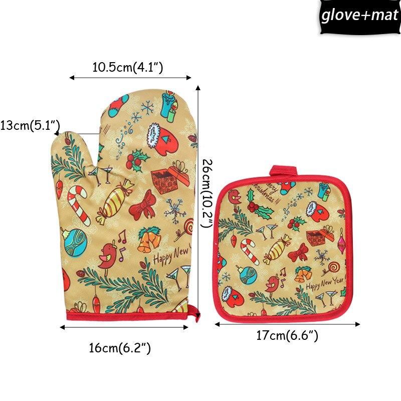 1pcs/set Christmas Oven Mitts and Pot Holders Set Baking Anti-Hot Gloves Kitchen Cooking BBQ Gloves New Year Xmas Party Supplies