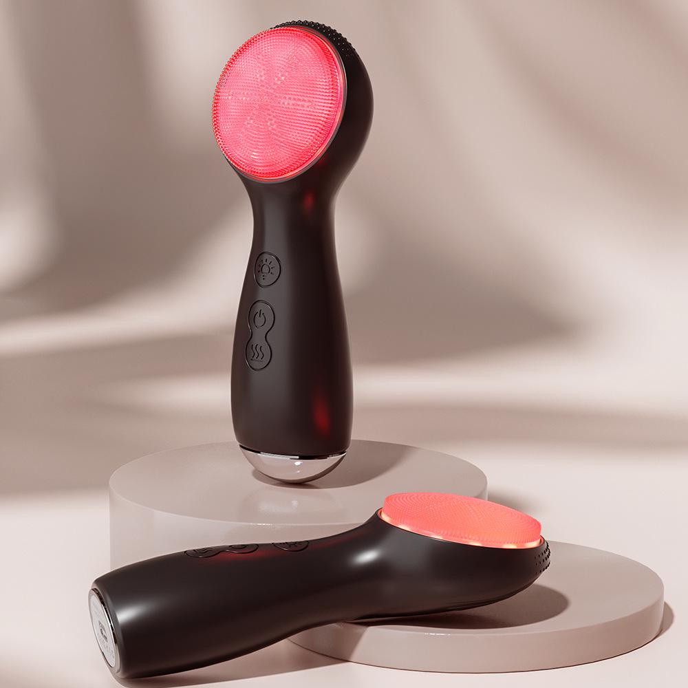 

Электрическая силиконовая щетка для очищения и массажа лица: Очиститель пор и вибрирующий инструмент для умывания лица для женщин чёрный