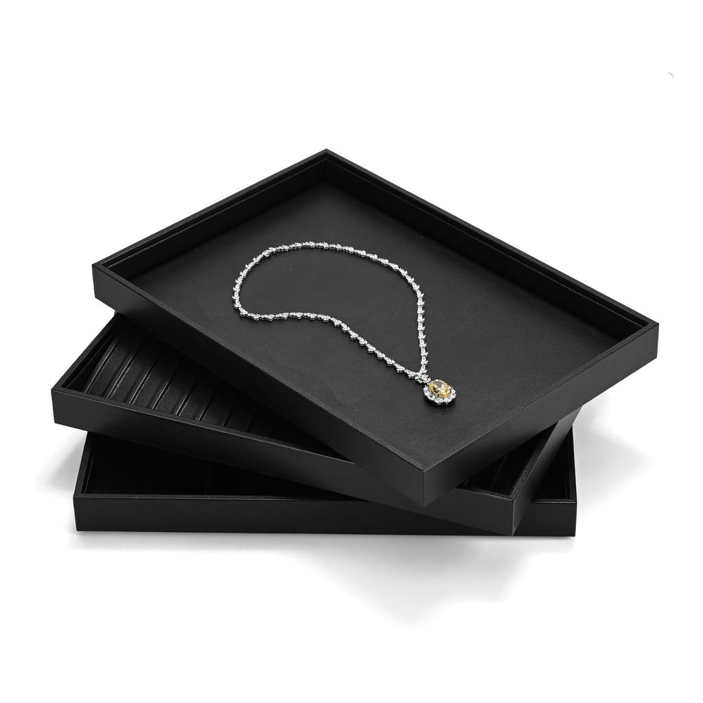 Papten Jewelry PU No for for Home Commercial P17301 Tray, Leather, Large, Dividers, Rings, Watches, Necklaces, Display, Storage, Simple, High-End,