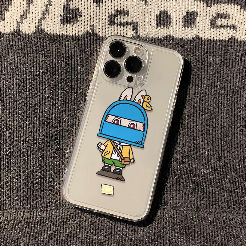 Labubu Cartoon Hand-Painted Phone Case for Apple 15 Pro Max/14 Plus/12/16/7 - Cute & Transparent