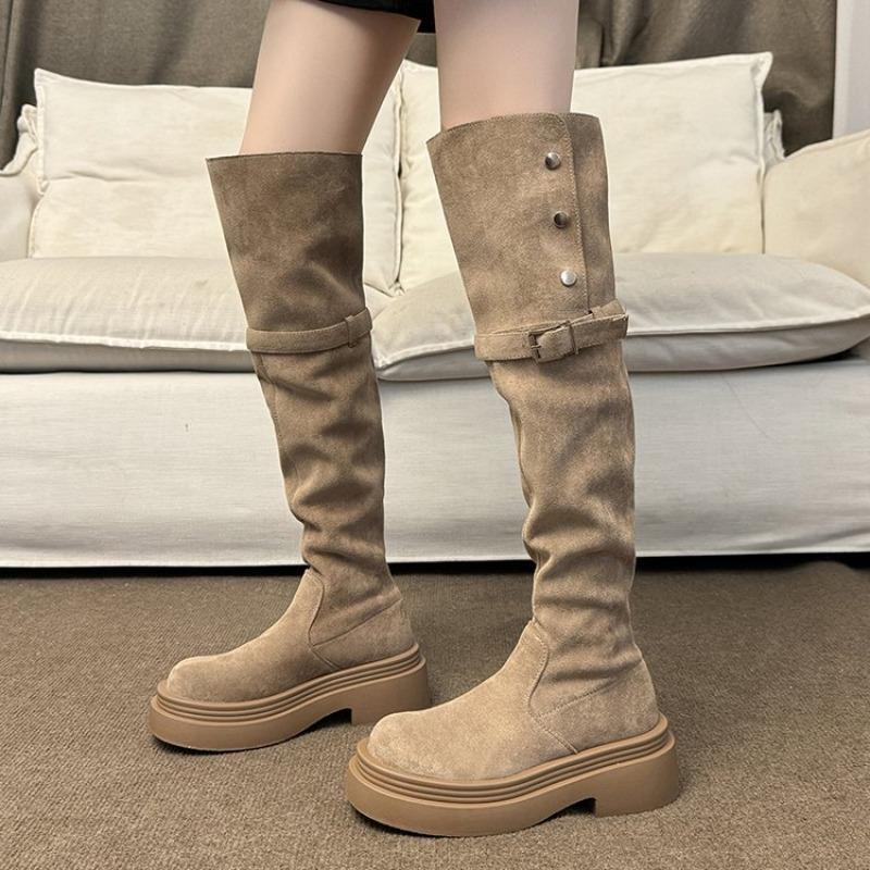 Autumn and winter new long tube flanged thin boots fashionable western women's boots small knee knight boots
