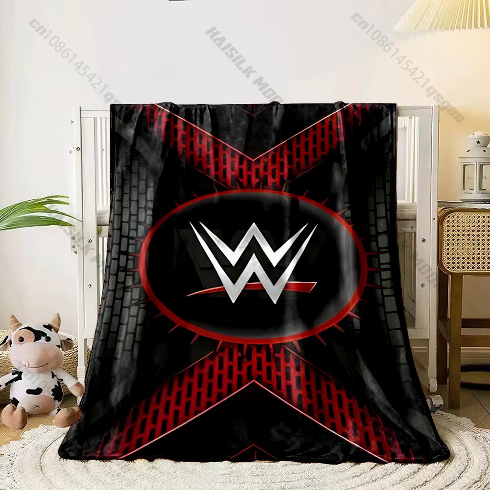 Multi-Size W-WWE Pattern Print Flannel Blanket for Son Husband Dad, Super Soft Fluffy Bedroom Sofa Office Blanket Great Gifts