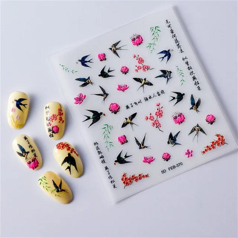 1pcs 5D Exquisite Pink Bow Nail Sticker Colorful Small Ribbon Adhesive Decals Nail Art Decoration DIY Accessory