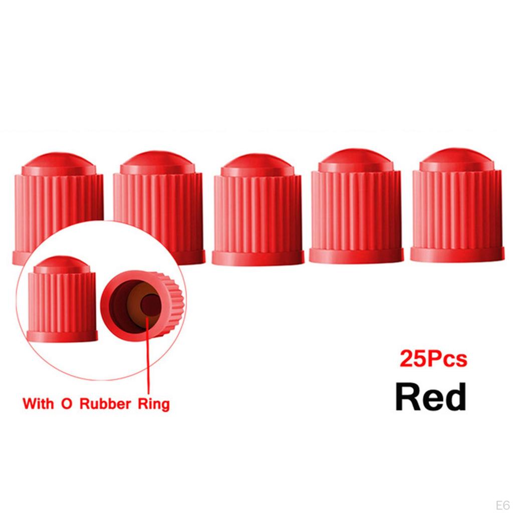 25 Pack Car Tire Valve Caps with Rubber Ring for Vehicle